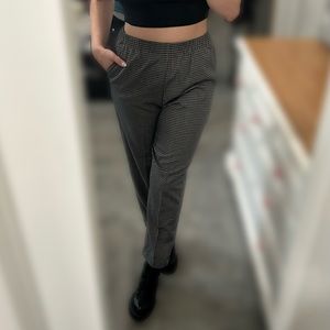 Plaid Straight Leg Pleated Pants